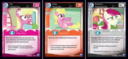 Size: 1022x473 | Tagged: safe, daisy, flower wishes, lily, lily valley, roseluck, canterlot nights, ccg, enterplay, flower trio, mlp trading card game