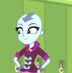 Size: 1992x2000 | Tagged: safe, sonata dusk, equestria girls, rainbow rocks, airbender tattoos, avatar the last airbender, bald, exploitable, exploitable meme, meme, solo, sonata's alternate hairstyle, tattoo