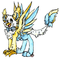 Size: 1267x1255 | Tagged: safe, artist:iroxykun, oc, oc only, oc:lemonberry, griffon, bow, bowtie, male, solo, wings