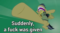 Size: 1280x720 | Tagged: safe, edit, edited screencap, screencap, daring do, pegasus, pony, daring don't, clothes, female, fucks given, kick, kicking, mare, no fucks, rings of scorchero, solo, suddenly, vulgar