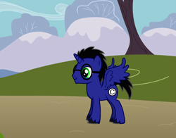 Size: 830x650 | Tagged: safe, oc, oc only, alicorn, pony, pony creator, alicorn oc, donut steel, glasses, male, original character do not steal, smiling, solo, spread wings, stallion, unshorn fetlocks