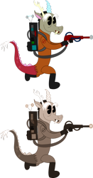 Size: 646x1235 | Tagged: safe, artist:redxmrpimpen, discord, draconequus, cartoony, ghostbusters, male, solo