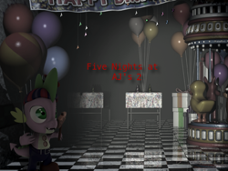 Size: 640x480 | Tagged: safe, robot, animatronic, applefreddy fazjack's pizzeria, balloon, balloon boy, balloon dragon spike, balloon spike, five nights at aj's, five nights at aj's 2, five nights at freddy's, solo, spike boy, toy