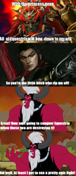 Size: 603x1394 | Tagged: safe, lord tirek, dynasty warriors, everyone steals tirek's meme, ganondorf, hyrule warriors, lu bu, meme, the legend of zelda, this will end in death