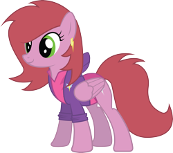 Size: 3234x2855 | Tagged: safe, artist:duskthebatpack, oc, oc only, oc:plume gust, pegasus, pony, clothes, earring, female, hoodie, leotard, mare, simple background, smiling, solo, transparent background, vector