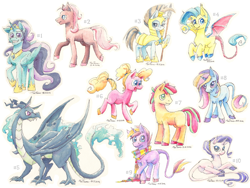 Size: 1000x752 | Tagged: safe, artist:taritoons, oc, oc only, alicorn, classical unicorn, hybrid, pony, alicorn oc, blank flank, interspecies offspring, leonine tail, magical lesbian spawn, offspring, parent:big macintosh, parent:cheerilee, parent:discord, parent:doctor whooves, parent:fleur-de-lis, parent:fluttershy, parent:good king sombra, parent:king sombra, parent:oc:randy, parent:oc:steve, parent:pinkie pie, parent:princess cadance, parent:princess celestia, parent:queen chrysalis, parent:rarity, parent:shining armor, parent:spike, parent:twilight sparkle, parents:celestibra, parents:cheerimac, parents:chryspike, parents:discoshy, parents:doctwi, parents:flutterpie, parents:rarilight, parents:shiningcadance