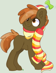 Size: 1108x1436 | Tagged: safe, artist:longtail448, artist:xxgoreprincessxx, button mash, earth pony, pony, blank flank, clothes, colt, foal, hat, hooves, male, propeller hat, scarf, simple background, solo