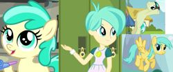 Size: 773x323 | Tagged: safe, screencap, sunshower raindrops, tennis match, equestria girls, 5-year-old, background human, background pony, collage, comparison, filly, mint flower, similarities