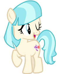 Size: 860x1068 | Tagged: safe, artist:luni-loves, coco pommel, earth pony, pony, filly, simple background, solo, transparent background, vector, wink, younger