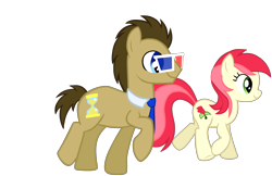 Size: 5067x3287 | Tagged: safe, artist:aryadei, doctor whooves, roseluck, 3d glasses, necktie