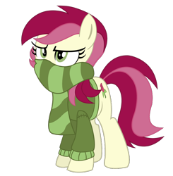 Size: 780x796 | Tagged: artist needed, safe, roseluck, clothes, cold, disgruntled, fimfiction, scarf, sweater