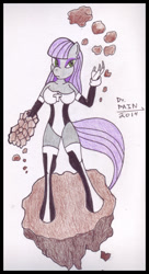 Size: 445x820 | Tagged: safe, artist:drpain, maud pie, anthro, comics, crossover, dc comics, earth pony magic, earthbending, rock, solo, teen titans, terra (teen titans), terrakinesis