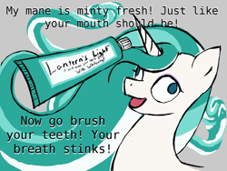 Size: 1024x768 | Tagged: safe, artist:luminouslotus, oc, oc only, oc:lantern light, pony, advertisement, derp, toothpaste