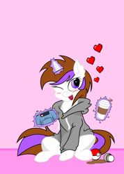 Size: 2478x3488 | Tagged: safe, oc, oc only, oc:pixel kiss, pony, unicorn, clothes, female, gamer, hoodie, mare, wink