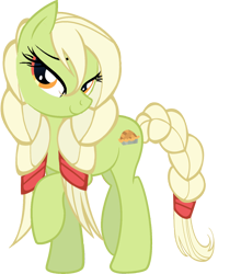 Size: 1406x1600 | Tagged: safe, artist:spyker88, granny smith, earth pony, pony, bedroom eyes, female, looking at you, mare, simple background, smiling, smiling at you, solo, transparent background, wet mane, young granny smith, younger