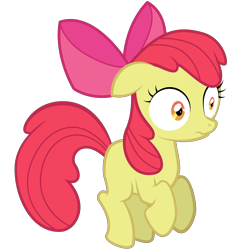 Size: 5000x5000 | Tagged: safe, artist:apony4u, apple bloom, earth pony, pony, absurd resolution, bow, ears, female, filly, floppy ears, hair bow, simple background, solo, transparent background, vector, wide eyes