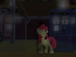 Size: 1024x768 | Tagged: safe, artist:biosonic100, derpibooru import, apple bloom, doctor who, tardis