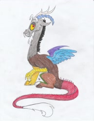 Size: 2550x3300 | Tagged: safe, artist:gerbsterpers, discord, draconequus, male, solo, traditional art