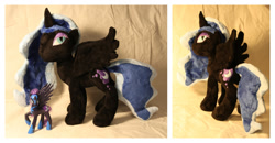 Size: 1239x645 | Tagged: safe, artist:creideiki-se, nightmare moon, irl, photo, plushie, toy