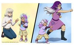 Size: 2097x1286 | Tagged: safe, artist:hazurasinner, oc, oc only, oc:aegis steadfast, oc:lightning rod, oc:stormy sky, human, glasses, goggles, humanized, humanized oc, magical lesbian spawn, offspring, parent:oc:aegis steadfast, parent:oc:stormy sky, parents:oc x oc