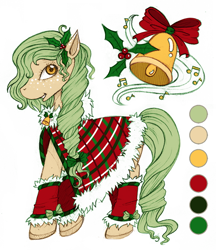 Size: 690x800 | Tagged: safe, artist:tinuleaf, oc, oc only, oc:caroll bell, adoptable, christmas, clothes, reference sheet, solo