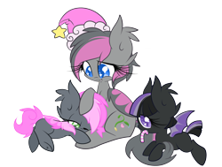 Size: 4000x3017 | Tagged: safe, artist:starlightlore, oc, oc only, oc:gentle shade, oc:heartbeat, oc:toxic heart, bat pony, pony, simple background, transparent background, wingding eyes