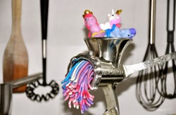 Size: 920x605 | Tagged: safe, artist:wastetheday, pony, bootleg, irl, meat grinder, photo, toy, toy abuse, wtf