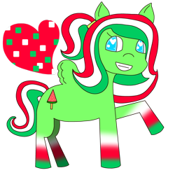 Size: 1024x1024 | Tagged: safe, artist:snowypuppy, oc, oc only, oc:watermelon popscicle, solo, watermelon