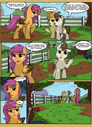 Size: 1024x1408 | Tagged: safe, artist:itstaylor-made, pound cake, pumpkin cake, scootaloo, comic:twilight's reign, comic, older, scooter