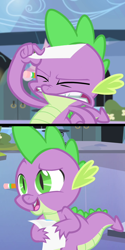 Size: 500x1000 | Tagged: safe, screencap, spike, dragon, equestria games (episode), blank, carnac the magnificent, envelope reading, exploitable, exploitable meme, johnny carson, meme, pencil, solo