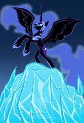 Size: 1696x2489 | Tagged: safe, artist:twisted-persona, nightmare moon, alicorn, pony, female, gradient background, mare, solo