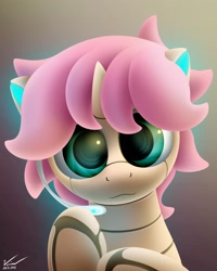 Size: 2000x2500 | Tagged: safe, artist:symbianl, oc, oc only, oc:cherry blossom, original species, pony, robot, robot pony, :3, headset, looking at you, solo