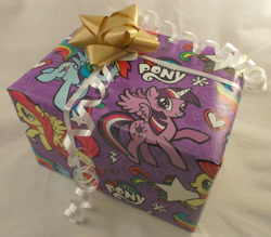 Size: 3193x2793 | Tagged: safe, artist:gryphyn-bloodheart, custom, gift wrap, gift wrapped, irl, photo, toy, wrapping paper