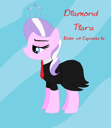 Size: 450x519 | Tagged: safe, artist:butterkinz24, diamond tiara, earth pony, pony, female, filly, jewelry, pink coat, solo, tiara, two toned mane