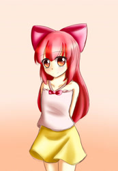 Size: 2430x3507 | Tagged: safe, artist:dyoung, apple bloom, human, adorabloom, clothes, cute, humanized, miniskirt, pixiv, skirt, solo