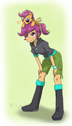 Size: 400x700 | Tagged: safe, artist:ta-na, scootaloo, pony, equestria girls, cute, cutealoo, flapping, heart, human ponidox, self ponidox