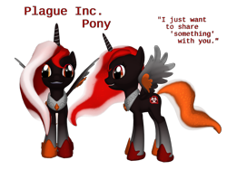 Size: 1600x1200 | Tagged: safe, oc, oc only, oc:princess zero, alicorn, pony, 3d, alicorn oc, plague, plague inc, ponylumen, solo, this will end in death