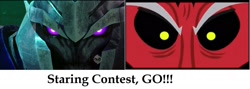 Size: 1923x688 | Tagged: safe, lord tirek, twilight's kingdom, antagonist, megatron, megatron vs tirek, staring contest, transformers, transformers prime