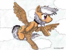 Size: 1020x783 | Tagged: safe, artist:topgun308, daring do, flying, solo, traditional art