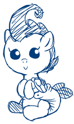 Size: 415x696 | Tagged: safe, artist:fillyscoots42, pound cake, pony, baby, baby pony, diaper, foal, monochrome, poofy diaper, solo