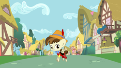 Size: 1024x575 | Tagged: safe, artist:sirius-writer, featherweight, crossover, disney, pinocchio, ponyville, solo