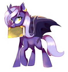 Size: 1287x1363 | Tagged: safe, artist:pepooni, oc, oc only, alicorn, bat pony, pony, alicorn oc, book, mouth hold, solo