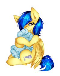 Size: 2000x2500 | Tagged: safe, artist:twigileia, oc, oc only, oc:silvia, pegasus, pony, bedroom eyes, cloud, ear fluff, hug, simple background, solo, transparent background