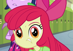 Size: 941x659 | Tagged: safe, edit, edited screencap, screencap, apple bloom, equestria girls, equestria girls (movie), animation error, creepy, face edit, forehead nose