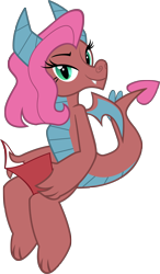 Size: 1962x3364 | Tagged: safe, artist:mellowhen, idw, mina, dragon, spoiler:comic, spoiler:comicff14, bedroom eyes, claws, comic book, dragon wings, dragoness, fangs, female, horns, idw showified, simple background, solo, transparent background, vector, wings