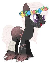 Size: 307x392 | Tagged: safe, artist:cocowaffles, oc, oc only, adoptable, floral head wreath, freckles, solo, unshorn fetlocks