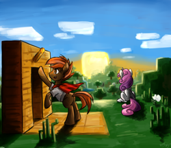 Size: 2200x1900 | Tagged: safe, artist:benjik, derpibooru import, button mash, sweetie belle, minecraft