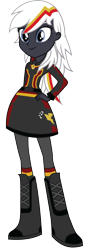 Size: 1127x3298 | Tagged: safe, artist:geekladd, oc, oc only, oc:velvet remedy, human, unicorn, fallout equestria, equestria girls, clothes, dress, equestria girls-ified, fallout, fanfic, fanfic art, female, humanized, simple background, smiling, solo, transparent background