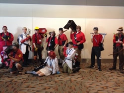 Size: 960x720 | Tagged: safe, human, bronycon, cosplay, irl, irl human, medic, photo, pyro, scout, sniper, soldier, team fortress 2