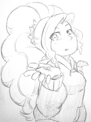 Size: 1412x1882 | Tagged: safe, artist:aisureimi, adagio dazzle, equestria girls, rainbow rocks, clothes, hoodie, monochrome, shrug, sketch, solo, traditional art